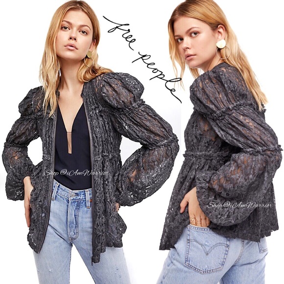 Free People Jackets & Blazers - Free People lace balloon sleeve zip jacket